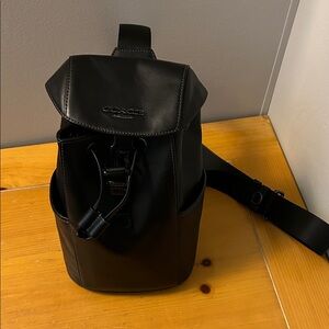 Coach Black Leather Sling Bag for Men